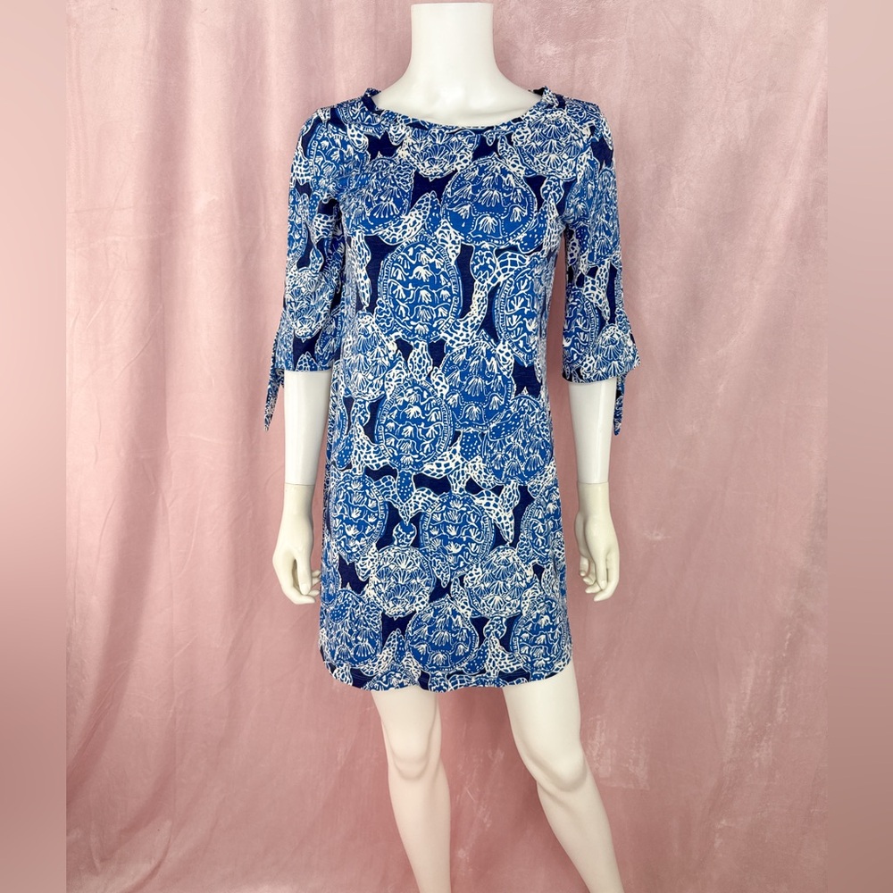 Lilly Pulitzer Womens 100% Cotton Blue Turtle Mini Preston Dress Size Small
